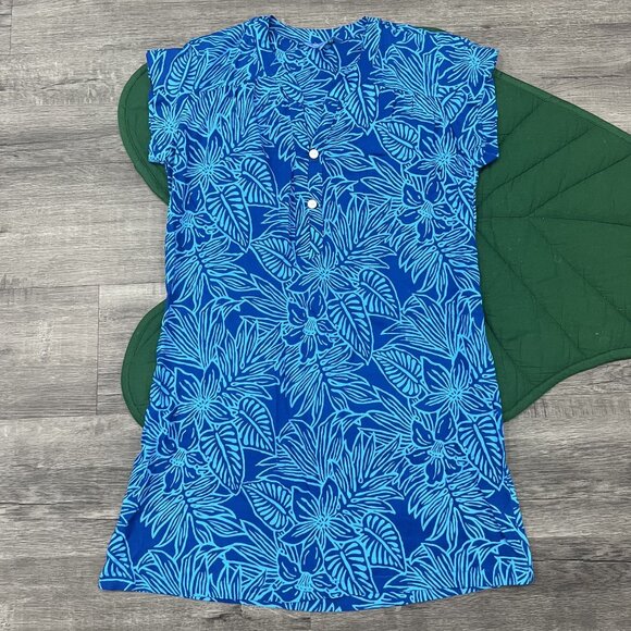 Blue Ginger Hawaii Womens XS Royal Blue Henley Dress Beachy Tropical - Picture 1 of 7